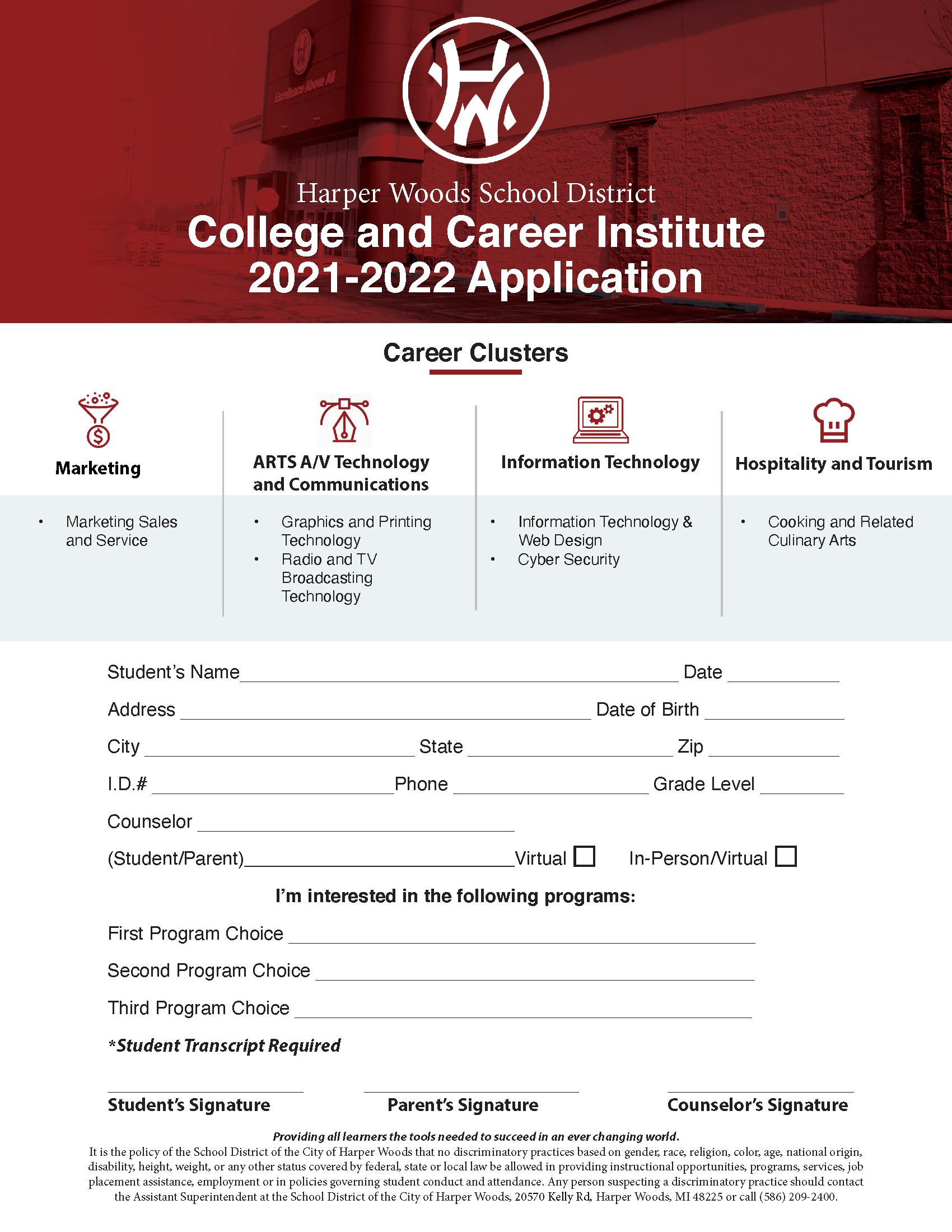 Harper Woods CCI Application