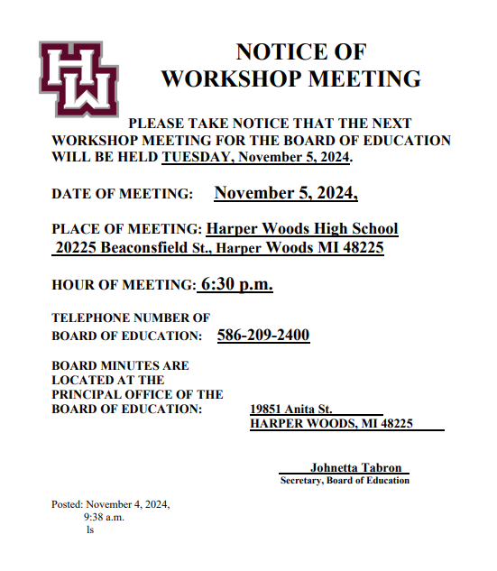 workshop meeting notice