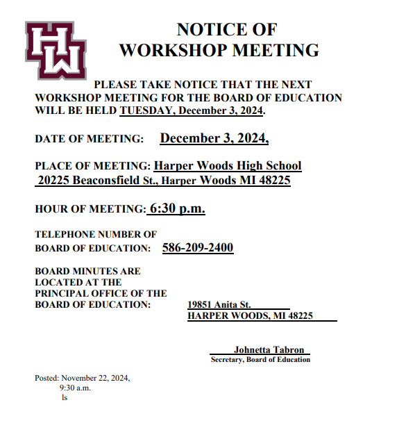 workshop meeting notice