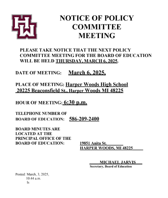 policy meeting notice
