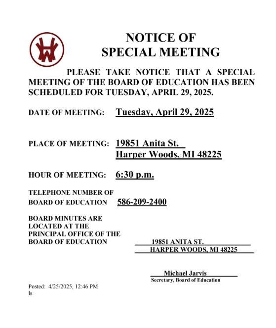 notice of special meeting