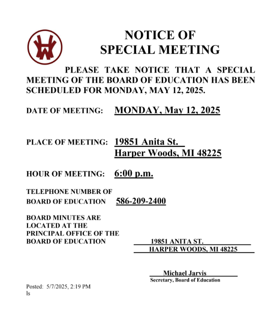 notice of special meeting