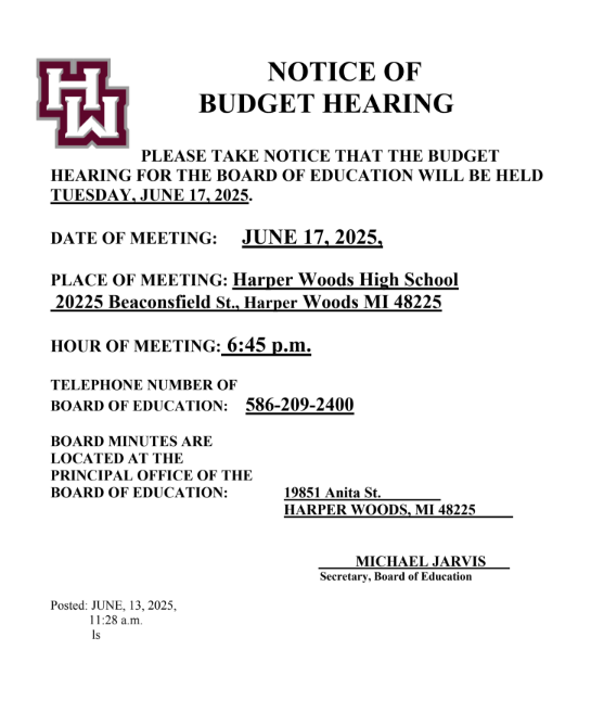 NOTICE OF BUDGET HEARING 