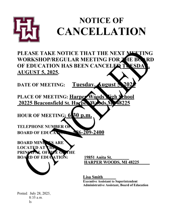 MEETING CANCELLATION