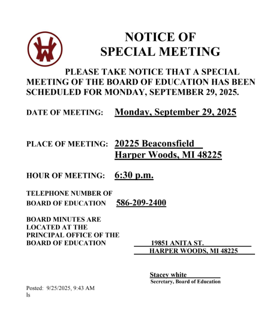 notice of special meeting