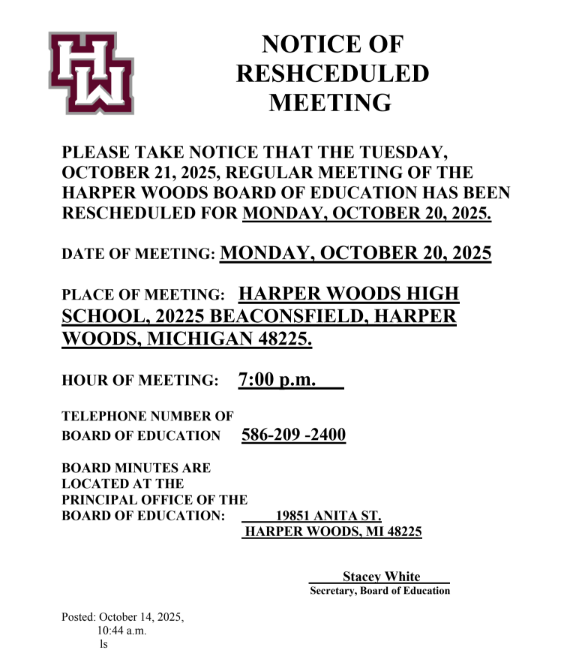 NOTICE OF REGULAR MEETING