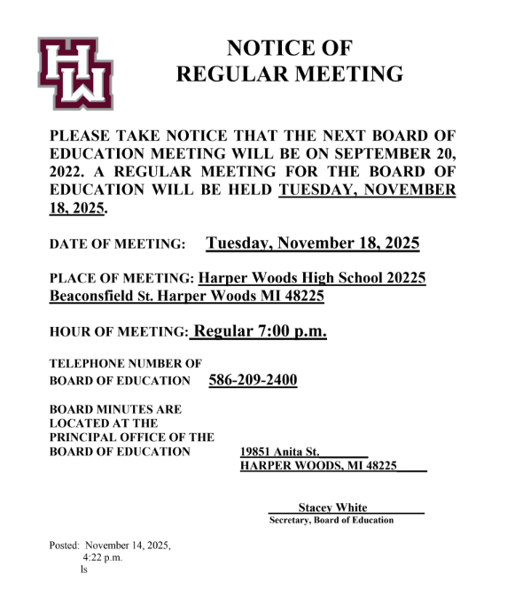 NOTICE OF REGULAR MEETING