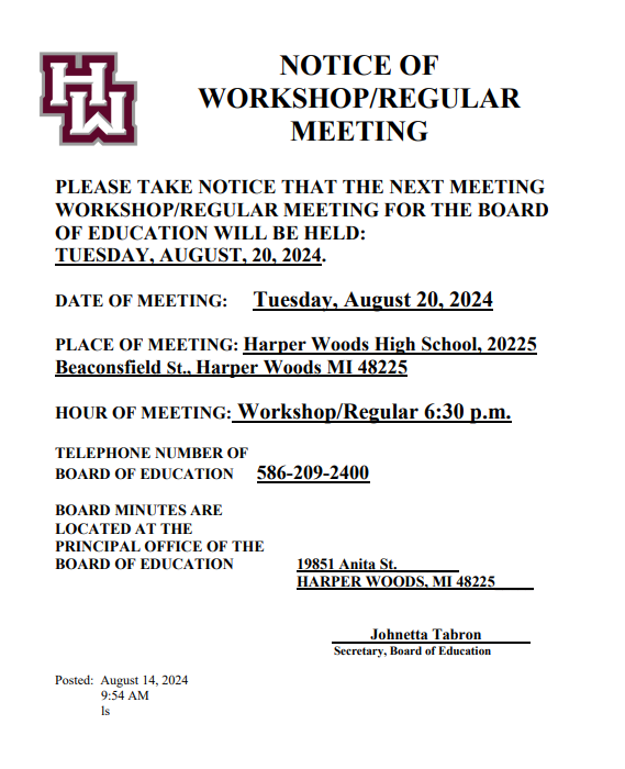 workshop meeting notice