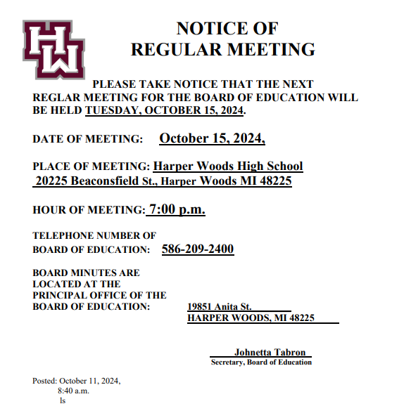 notice of regular meeting