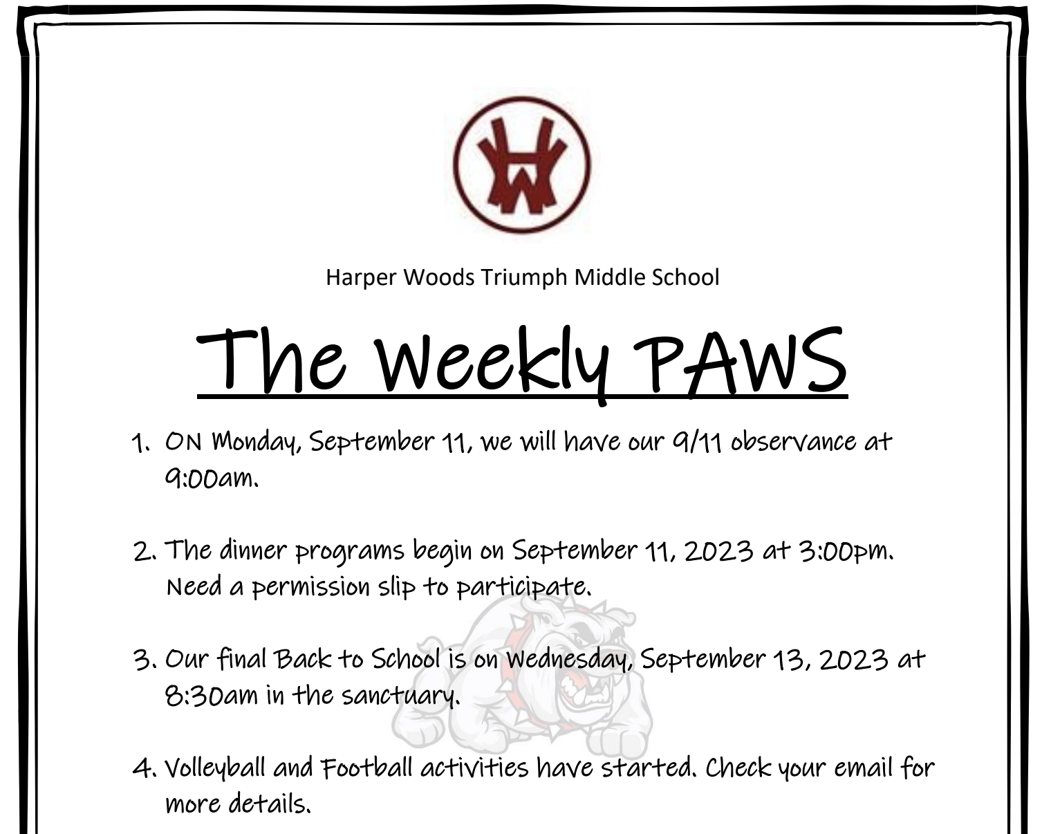 Weekly PAWS 9/11/23