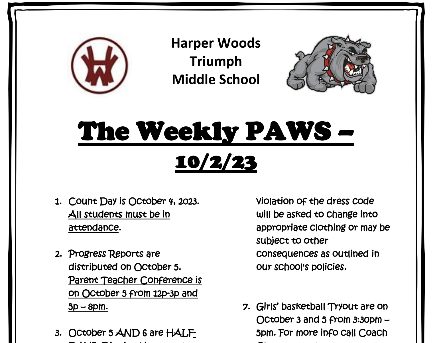 Weekly PAWS 10/2/23