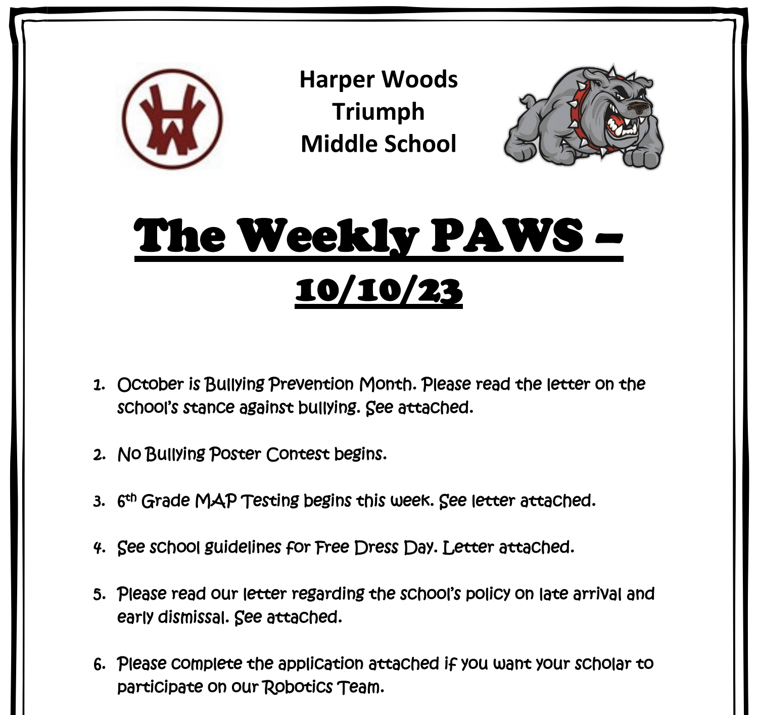 Weekly PAWS 10/10/23
