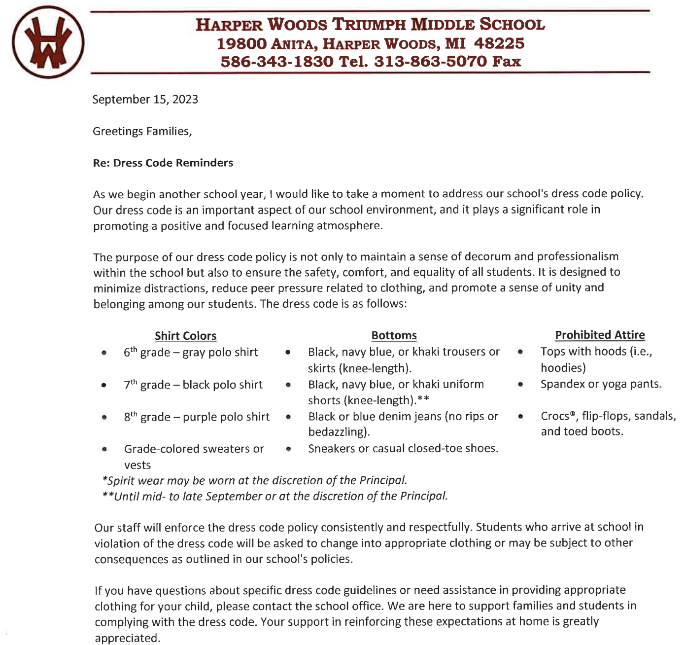 2023 Dress Code Reminder